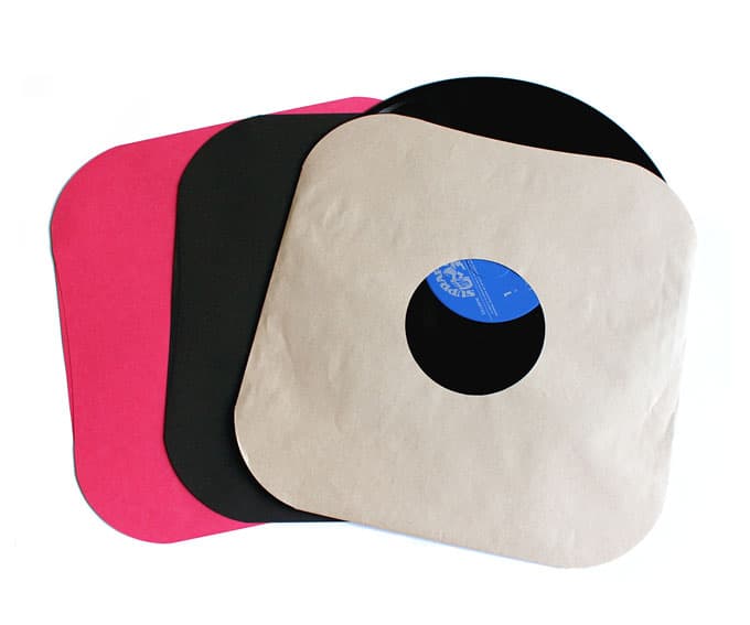 LPレコード内袋 紙製 両穴 角丸 クラフト茶（再生紙）100枚セット