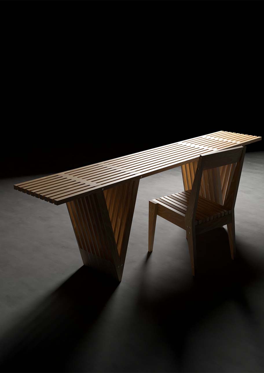 EXA デッキテーブル 幅2400×奥行435mm 木製 組み立て式 アウトドアテーブル 屋外テーブル ガーデンテーブル
