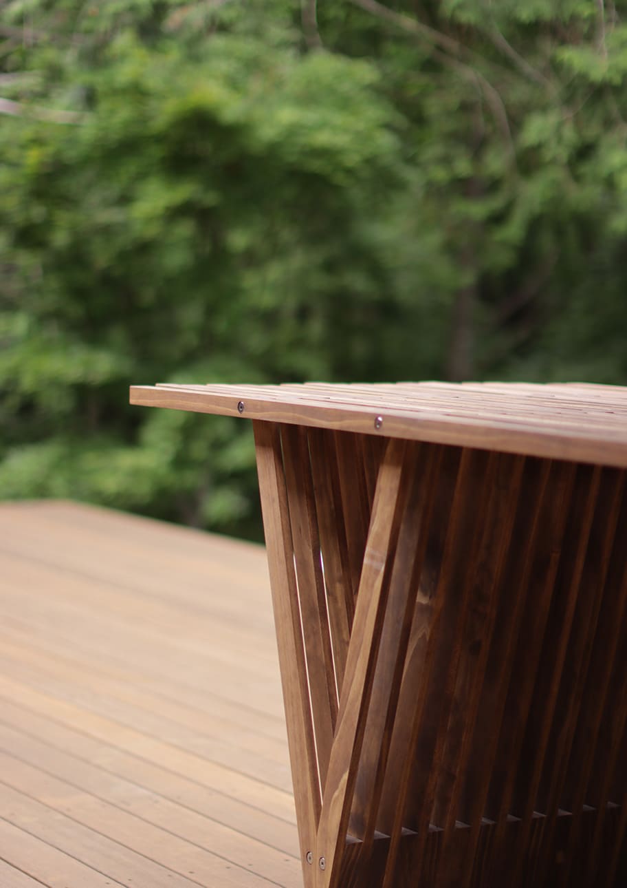 EXA デッキテーブル 幅2400×奥行910mm 木製 組み立て式 アウトドアテーブル 屋外テーブル ガーデンテーブル