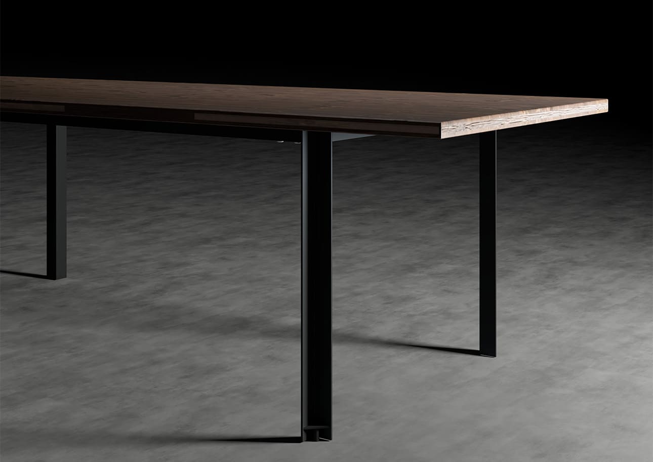 作業テーブル スチール脚（SL） 幅2400 奥行900 スプルス積層材 ダイニングテーブル シンプル スタイリッシュ モダン おしゃれ 大型 大きい