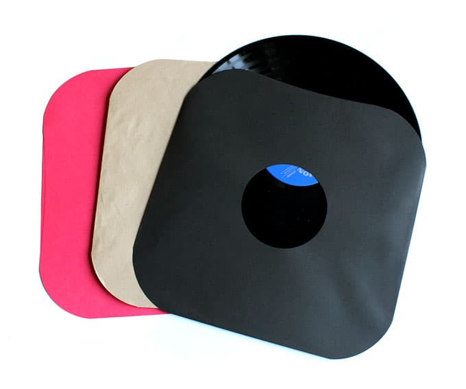 LPレコード内袋（インナージャケット）紙製 両穴 角丸 黒 100枚セット 