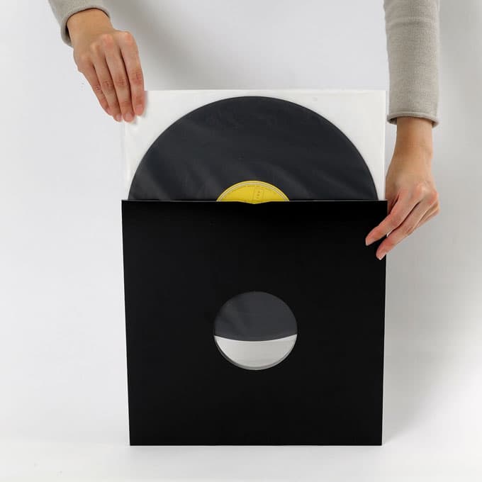 LPレコードジャケット 特厚紙製 両穴 黒 50枚セット|メディア