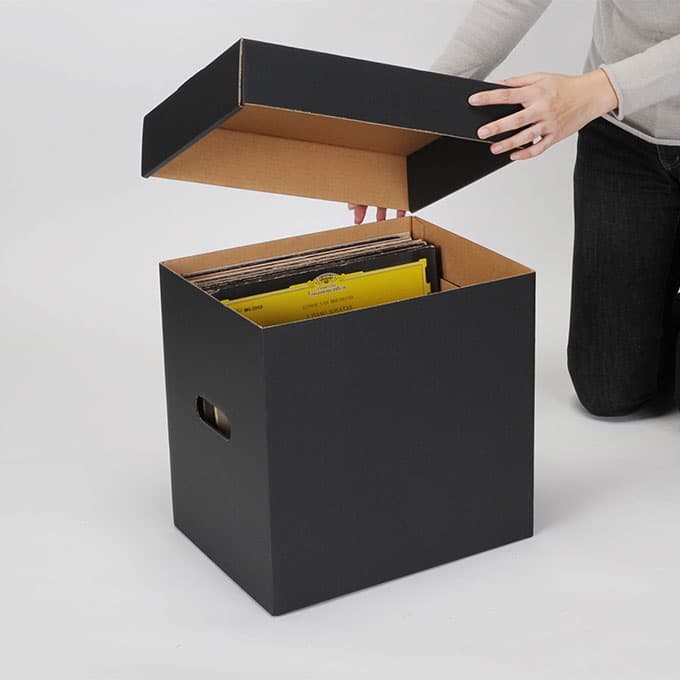 Lpレコード用 段ボール箱 ダンボールボックス 蓋付き 黒 5箱セット メディアパッケージ