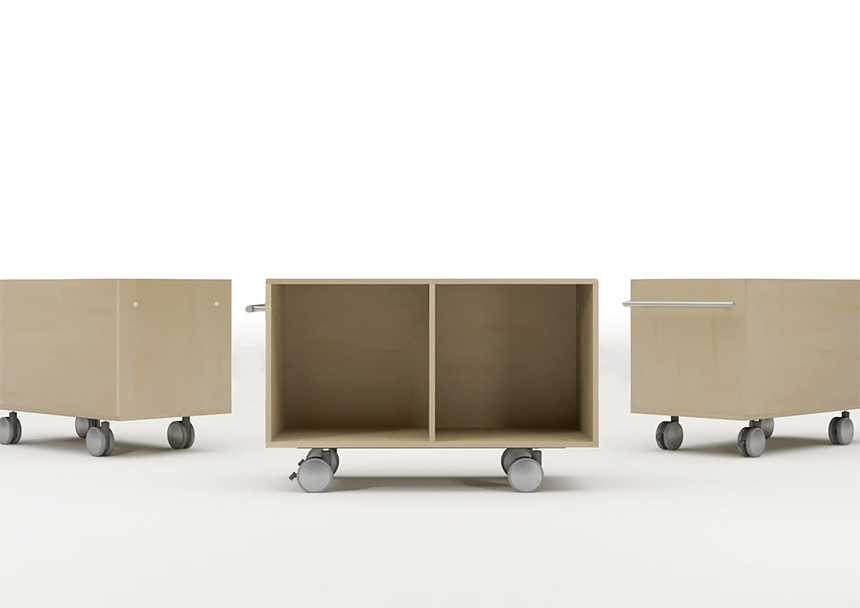 キャスター付き収納カート ロータイプ