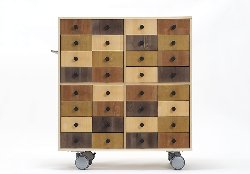 キャスター付き小物チェスト 4列