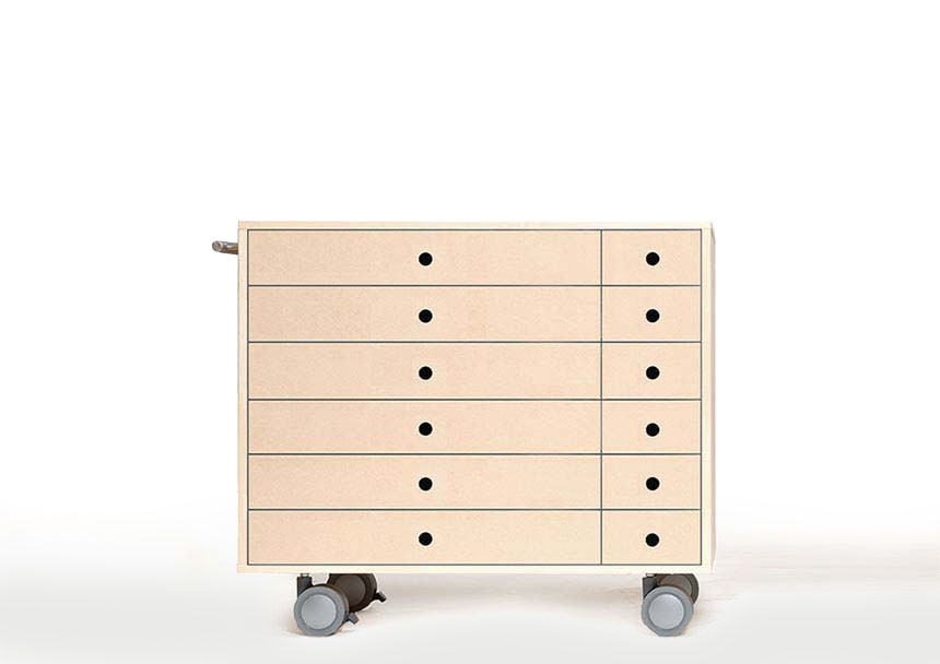 キャスター付き A3書類引き出し収納カート ミドルタイプ