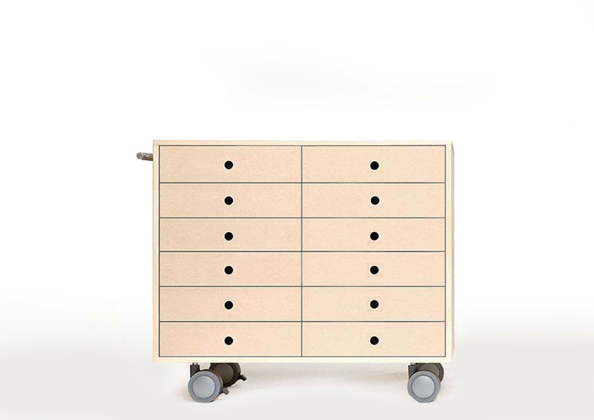 キャスター付き A4書類引き出し収納カート ミドルタイプ