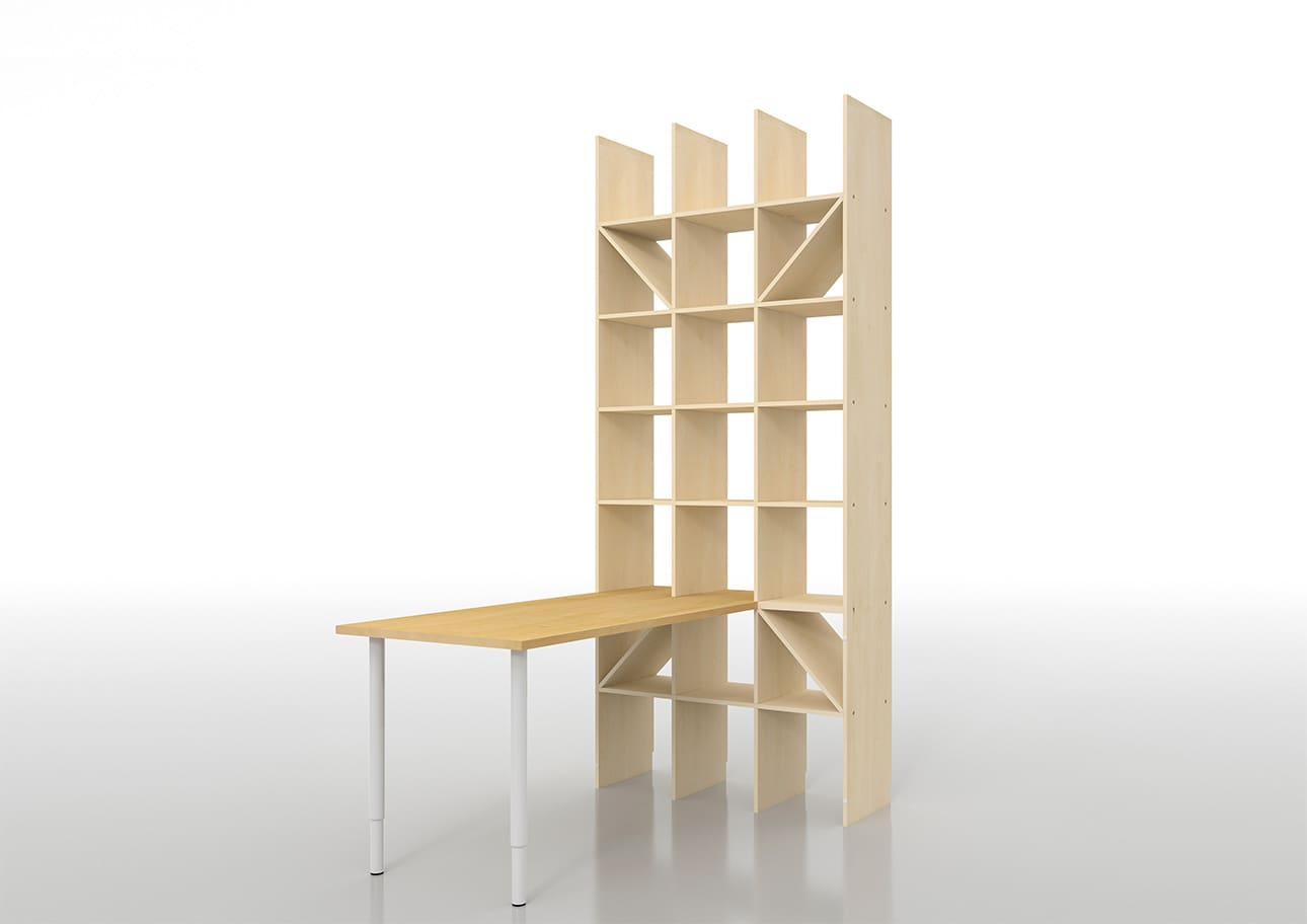 Shelf デスク付き本棚 奥行350mm 縦7コマ×横3コマ