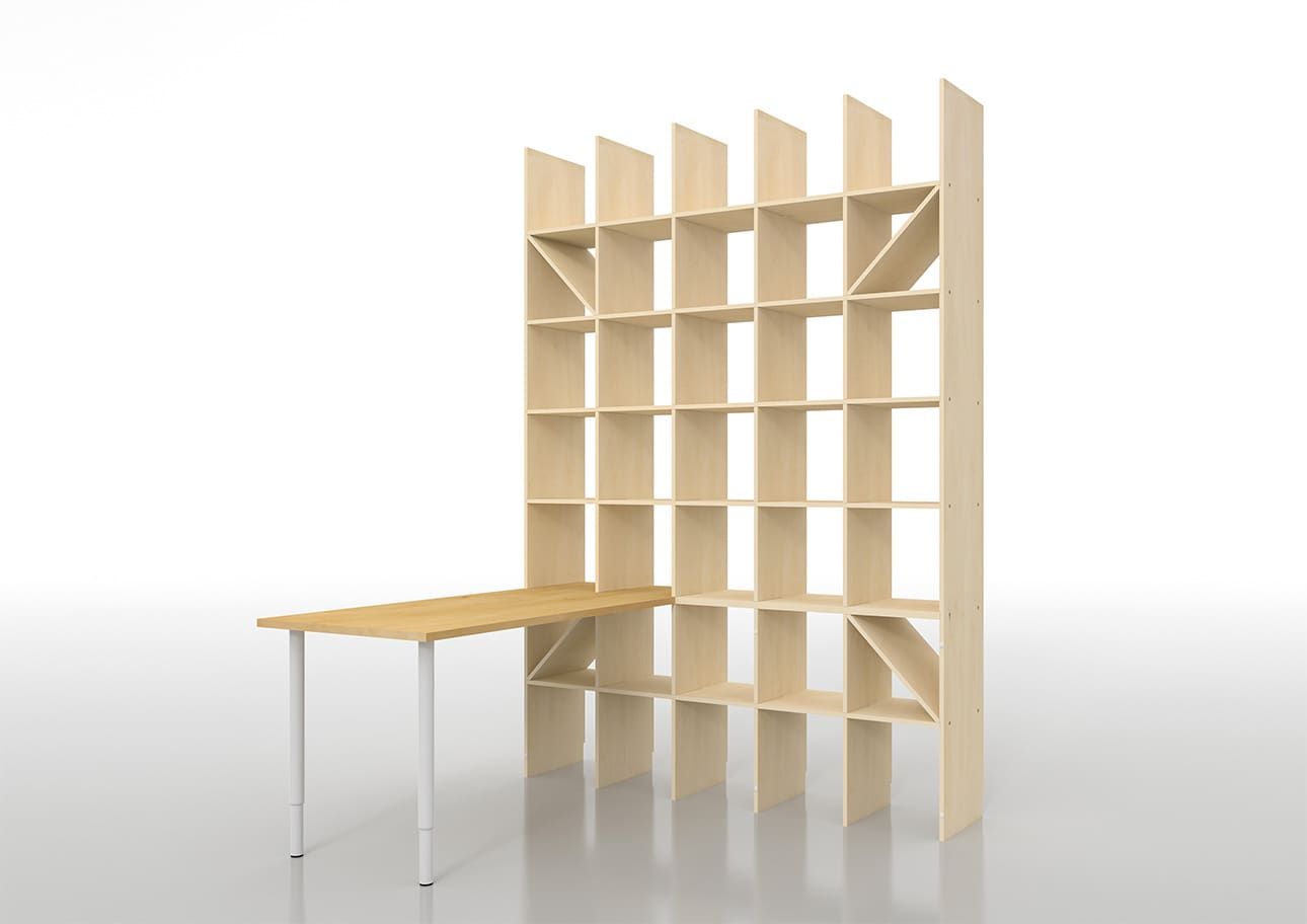 Shelf デスク付き本棚 奥行350mm 縦7コマ×横5コマ